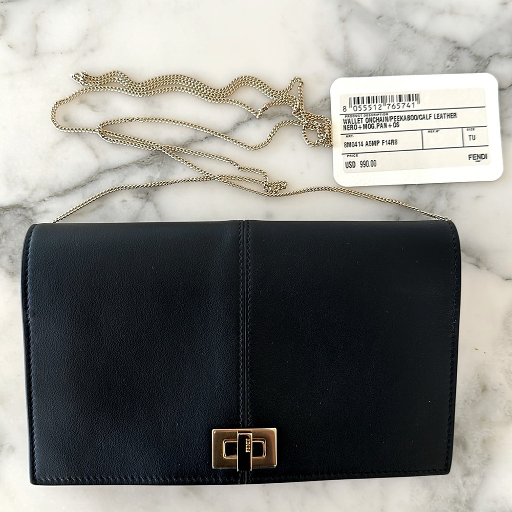 NWT FENDI Peekaboo Wallet on a Chain/Clutch